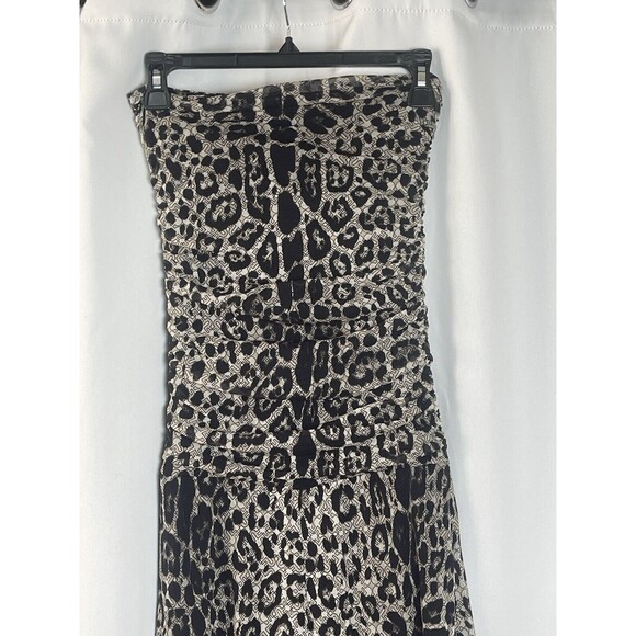 FUZZI Cammello Leopard Print Strapless Mesh Jumpsuit Sz L New - Picture 3 of 8